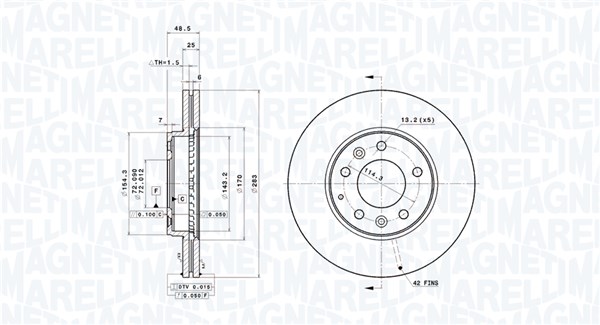 MAGNETI MARELLI Első féktárcsa DFV1531_MM