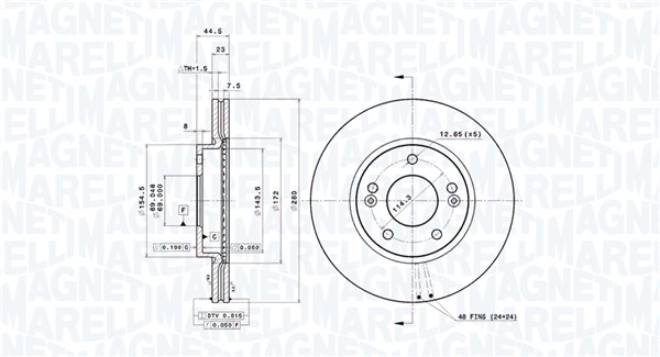 MAGNETI MARELLI DFV1543_MM Féktárcsa, mind