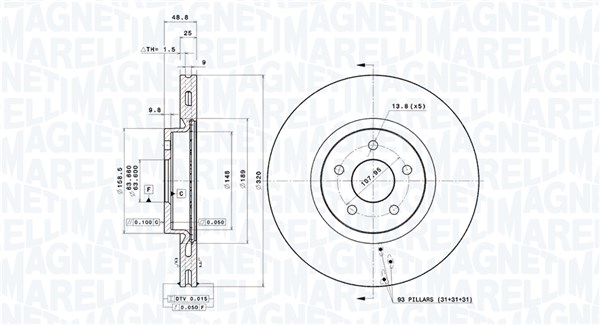 MAGNETI MARELLI Féktárcsa, mind DFV1564_MM