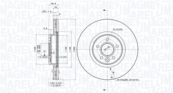 MAGNETI MARELLI Féktárcsa, mind DFV1565_MM