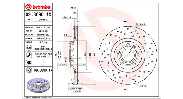 MAGNETI MARELLI Féktárcsa, mind DFX0016_MM