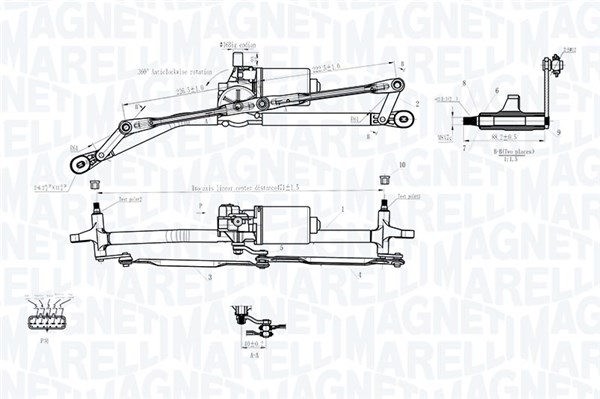 MAGNETI MARELLI Ablaktörlő mechanika motorral TGE511AX_MM