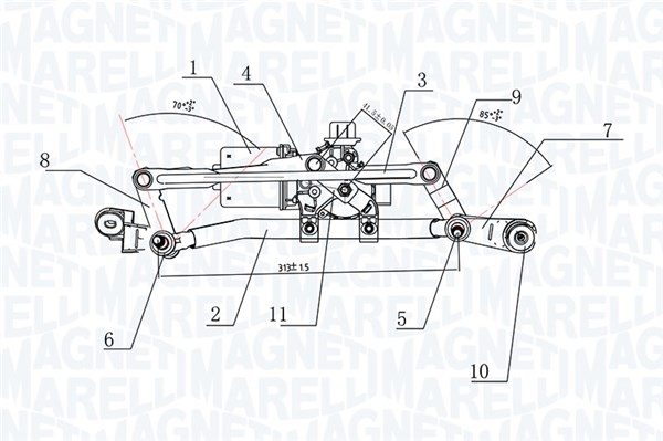 MAGNETI MARELLI Ablaktörlő mechanika TGE775NM_MM