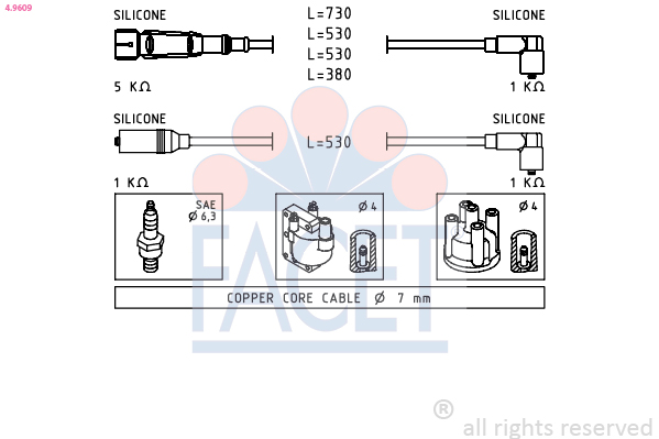 FACET Gyújtókábel készlet 4.9609_FACET