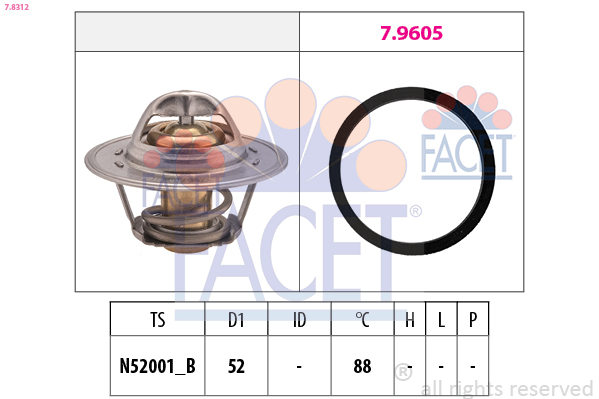 FACET Termosztát+O gyűrű 7.8312_FACET