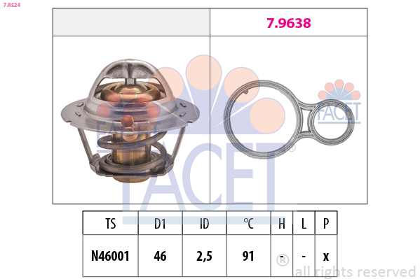 FACET Termosztát+tömítés 7.8524_FACET