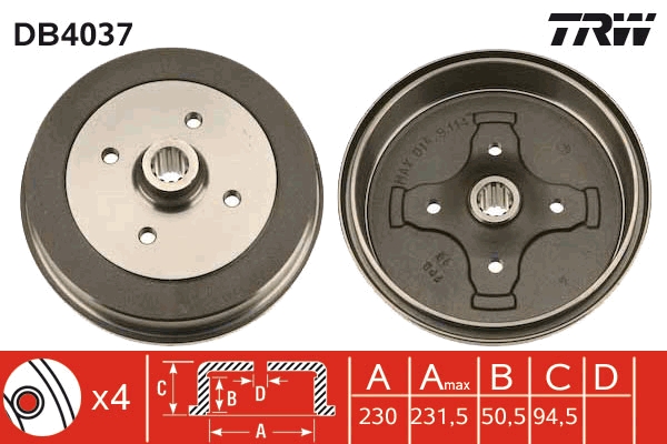 TRW Fékdob DB4037_TRW