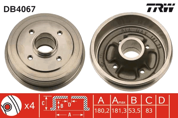 TRW Fékdob DB4067_TRW