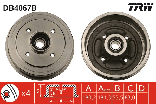 TRW Fékdob DB4067B_TRW