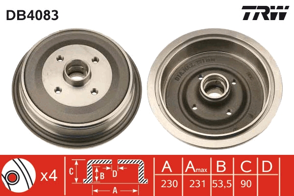 TRW Fékdob DB4083_TRW