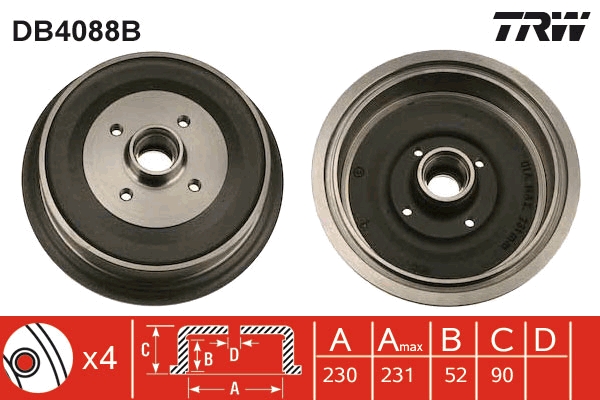 TRW Fékdob DB4088B_TRW