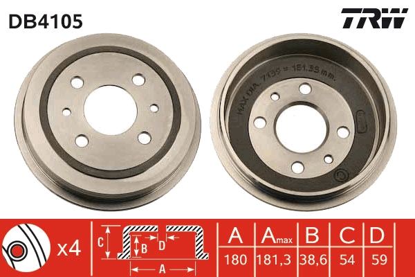 TRW Fékdob DB4105_TRW