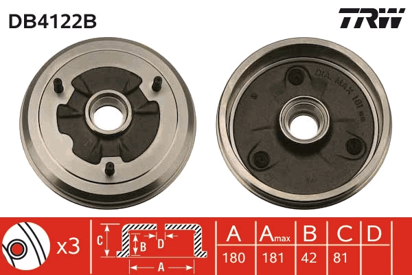 TRW Fékdob DB4122B_TRW