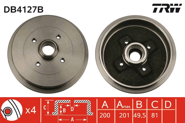 TRW Fékdob DB4127B_TRW