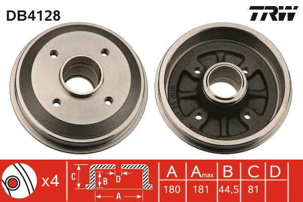 TRW Fékdob DB4128_TRW