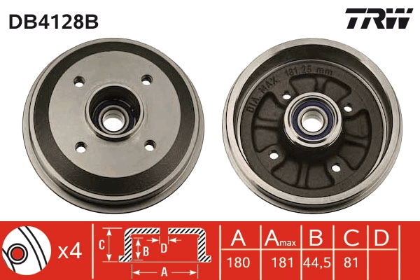 TRW Fékdob DB4128B_TRW