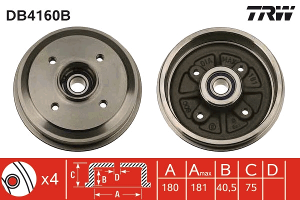 TRW Fékdob DB4160B_TRW