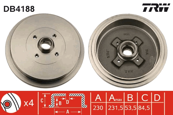 TRW Fékdob DB4188_TRW