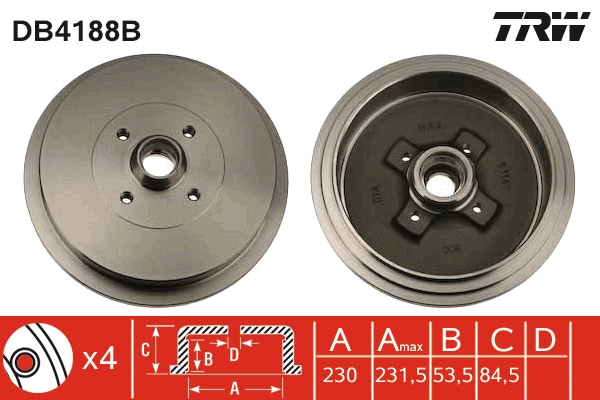 TRW Fékdob DB4188B_TRW