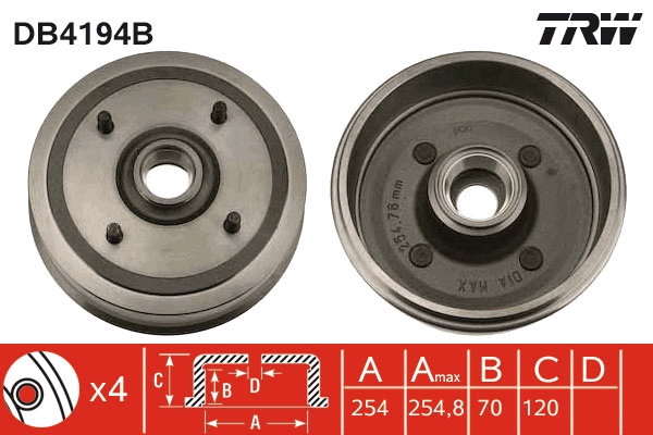 TRW Fékdob DB4194B_TRW