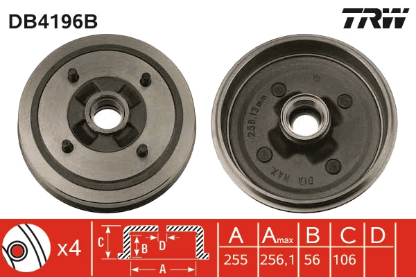 TRW Fékdob DB4196B_TRW