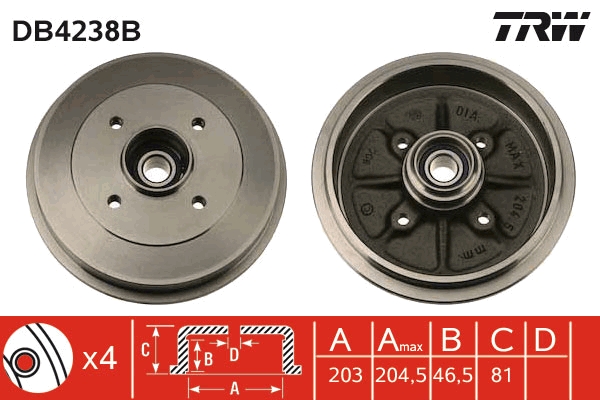 TRW Fékdob DB4238B_TRW