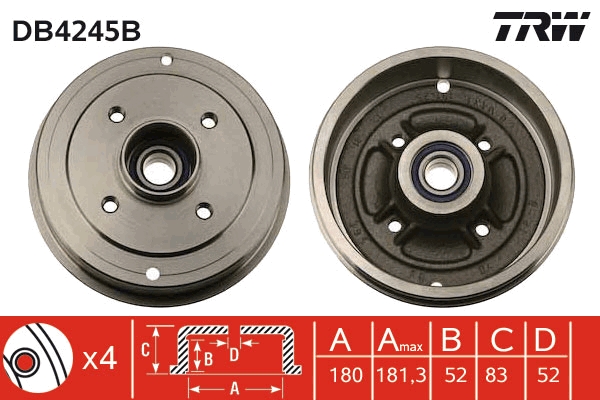 TRW Fékdob DB4245B_TRW