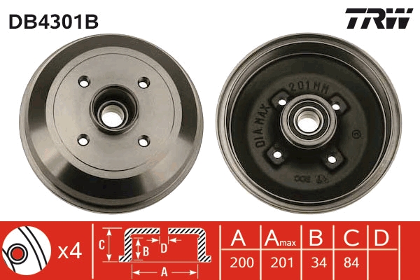 TRW Fékdob DB4301B_TRW