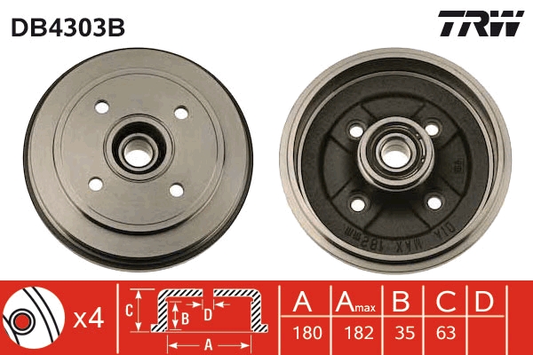 TRW Fékdob DB4303B_TRW