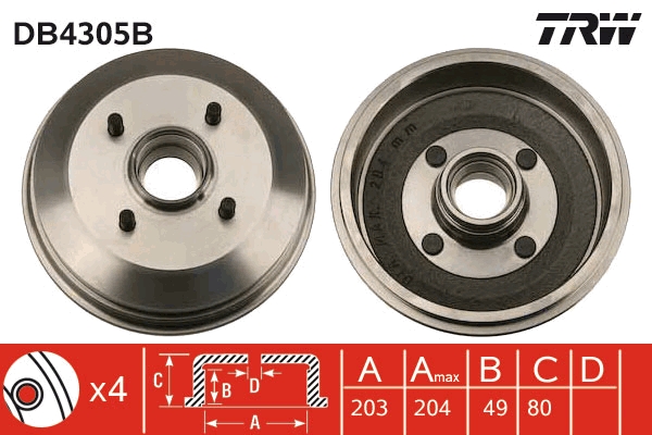 TRW Fékdob DB4305B_TRW