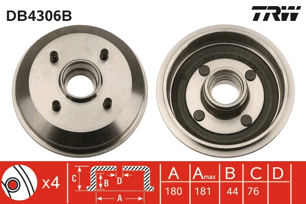 TRW Fékdob DB4306B_TRW