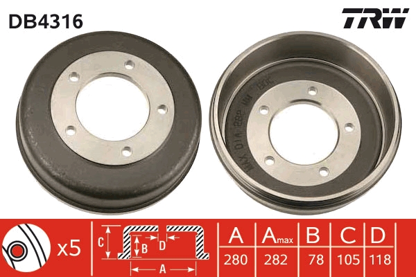 TRW Fékdob DB4316_TRW