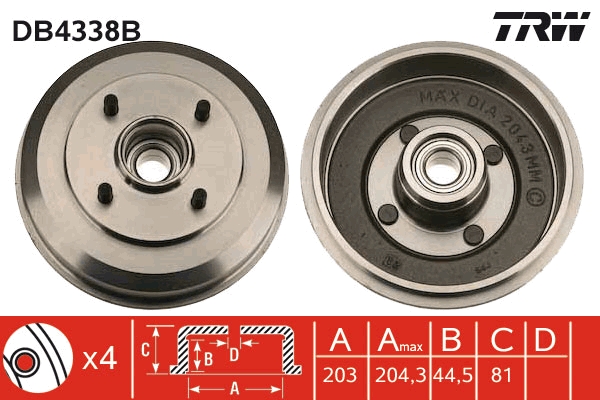 TRW Fékdob DB4338B_TRW