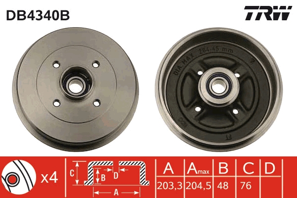 TRW Fékdob DB4340B_TRW