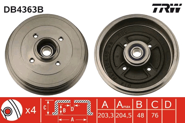 TRW Fékdob DB4363B_TRW