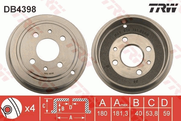 TRW Fékdob DB4398_TRW