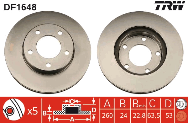 TRW Első féktárcsa DF1648_TRW