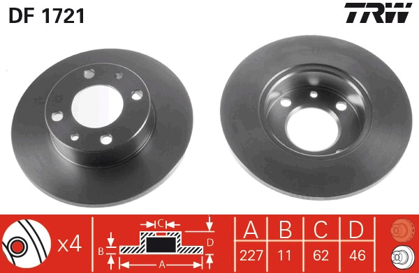 TRW Első féktárcsa DF1721_TRW