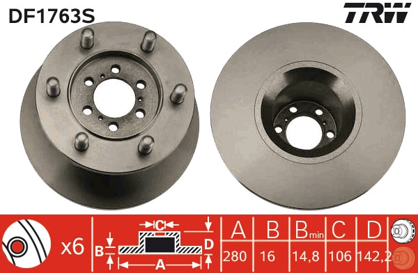 TRW Első féktárcsa DF1763S_TRW