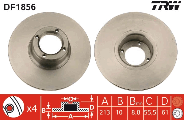 TRW Első féktárcsa DF1856_TRW