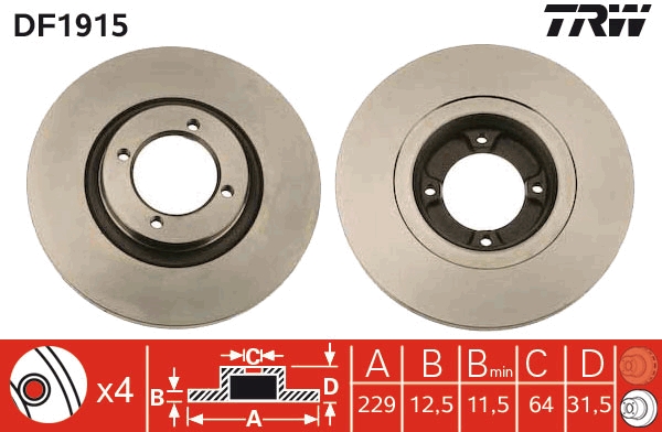TRW Első féktárcsa DF1915_TRW