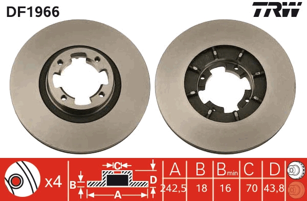 TRW Első féktárcsa DF1966_TRW