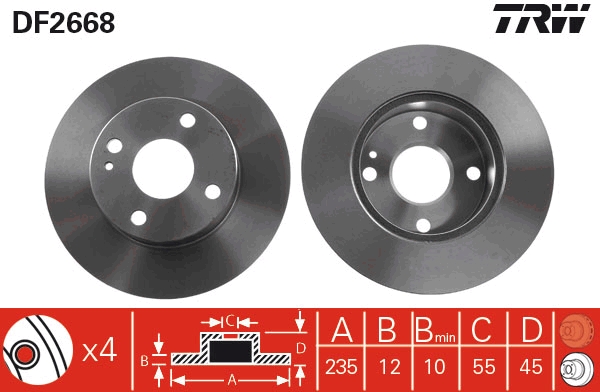 TRW Első féktárcsa DF2668_TRW