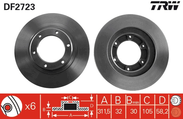 TRW Első féktárcsa DF2723_TRW