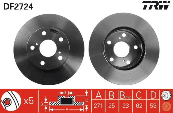 TRW Első féktárcsa DF2724_TRW