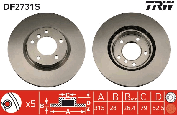 TRW Első féktárcsa DF2731S_TRW