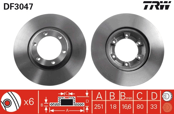 TRW Első féktárcsa DF3047_TRW