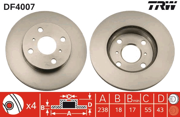 TRW Első féktárcsa DF4007_TRW