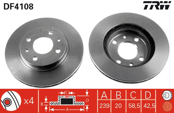 TRW Első féktárcsa DF4108_TRW