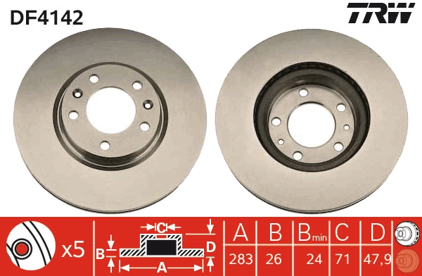 TRW Első féktárcsa DF4142_TRW